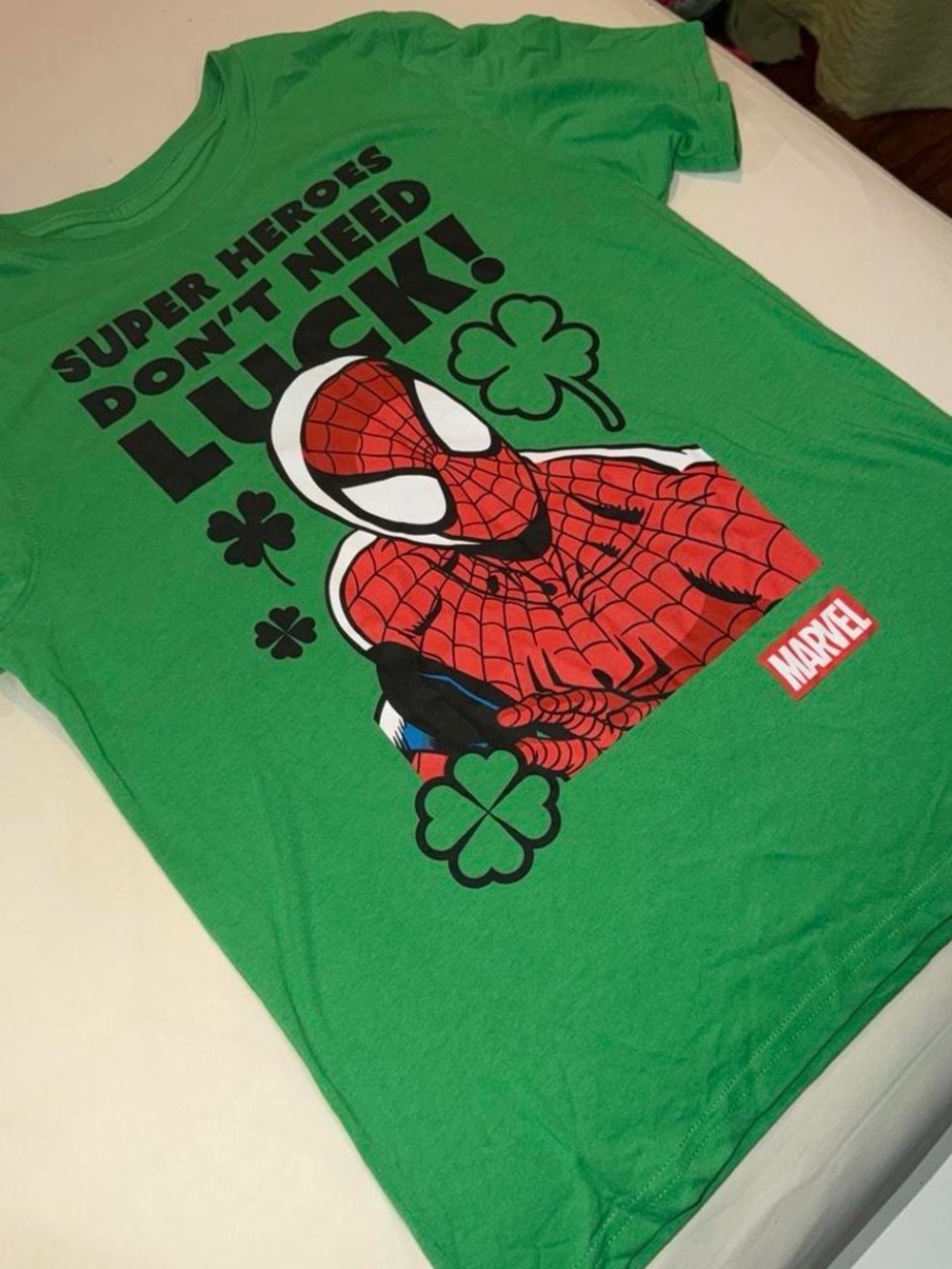 Marvel Green Kids Spider-Man Graphic Tee with Red Print
